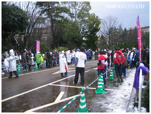 石川県耐寒継走マラソンゴール地点