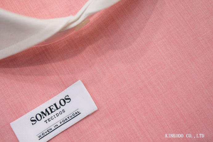 はっきりとしたピンクのボイル(夏)生地　ソメロス社製生地　ポルトガル　綿100％