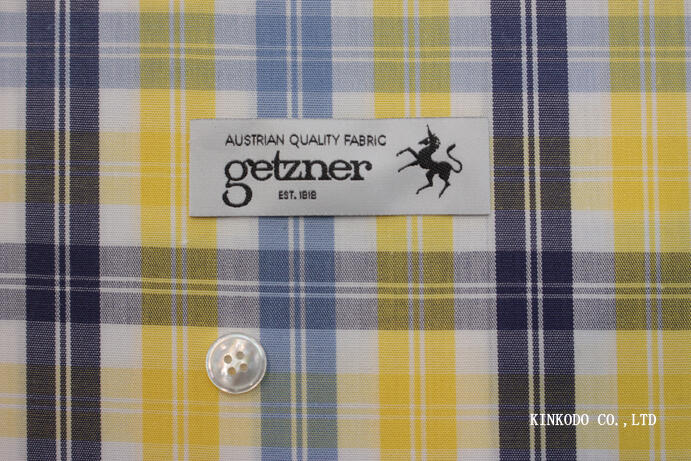NO-10357728　爽やかなイエロー×ブルーのチェック生地　オーストリア・ゲッツナー社製　綿100％