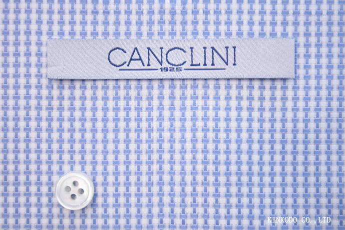 NO-9695874　凹凸感のあるブルーの変わり織り生地　カンクリーニCanclini社製生地　綿100％