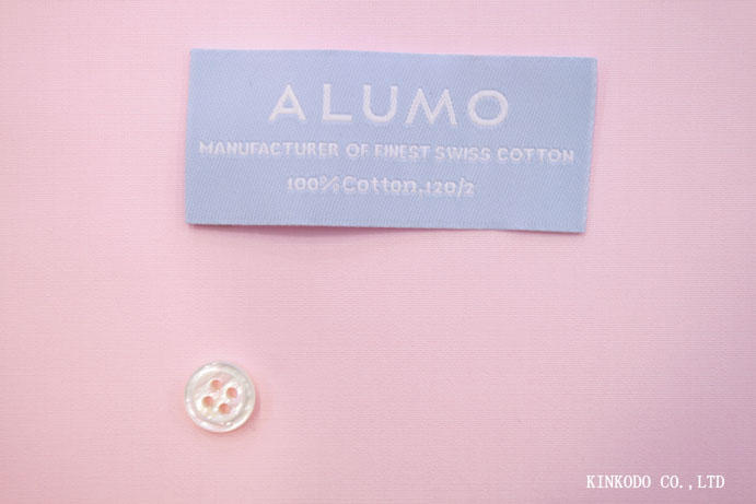 120番双糸ピンクのブロード生地　スイス　ALUMO　アルモ社製生地　コットン100％