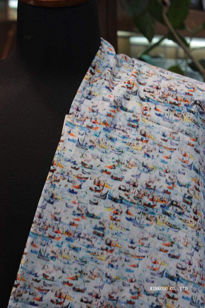NO-10558380　トラベルリゾート・ゴンドラプリント　TEXTA　テキスタ社製生地　綿100％