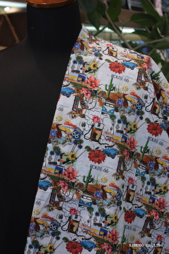 NO-10558385　アメリカンコラージュ・プリント（Route 66）　TEXTA　テキスタ社製生地　綿100％