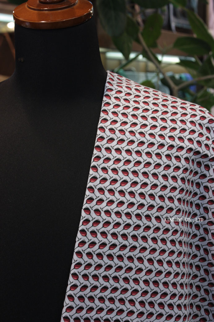 NO-10558389 ワインで乾杯。大人のユーモアプリント TEXTA テキスタ社製生地 綿100%